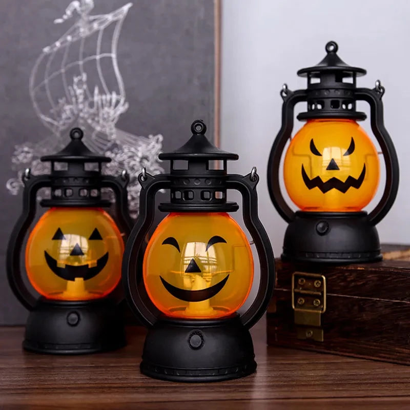 LED Pumpkin Kerosene Lantern: Halloween Table & Yard Decor