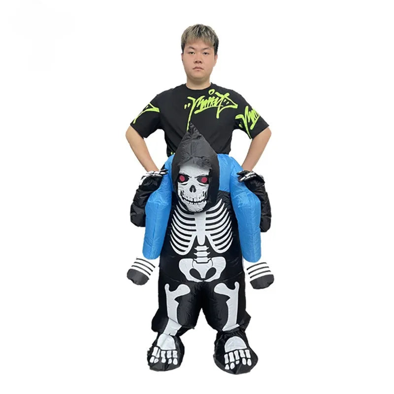 Inflatable Skeleton Devil Suit for Adults Halloween Christmas Role-play Performance Costume Funny Themed Backdrop Props