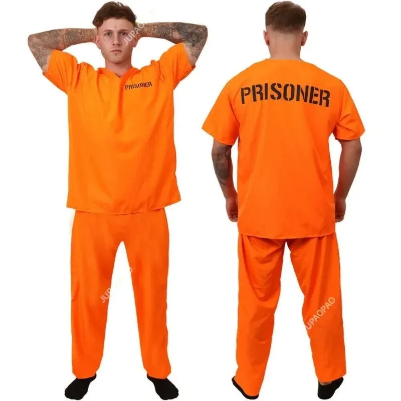 Adult Orange Prisoner Jumpsuit: Halloween Jailbird Costume