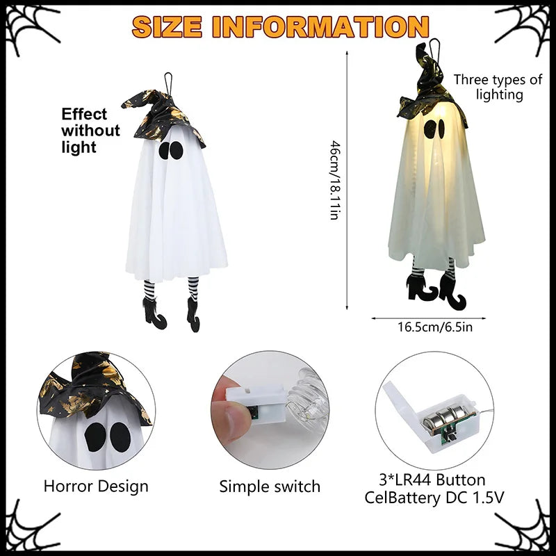 LED Light-Up Witch Ghost Hanging Ornaments: 1/2/3PCS Halloween Decor