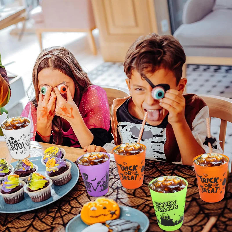 8-24PCS Boo Skull Plastic Cups: Spooky Halloween Party Drinkware