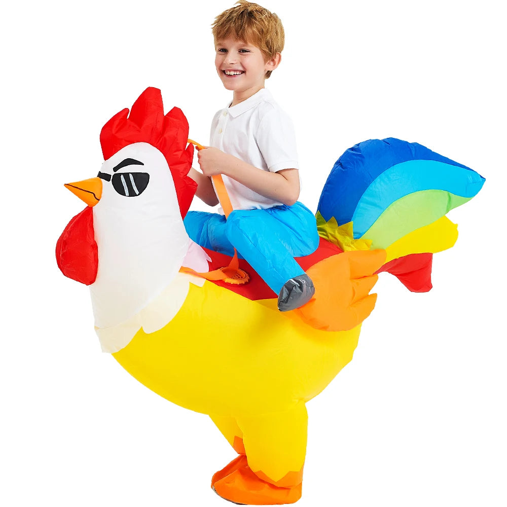 Kids Inflatable Mascot Costumes: Dinosaur, Unicorn, Rooster for Halloween Cosplay