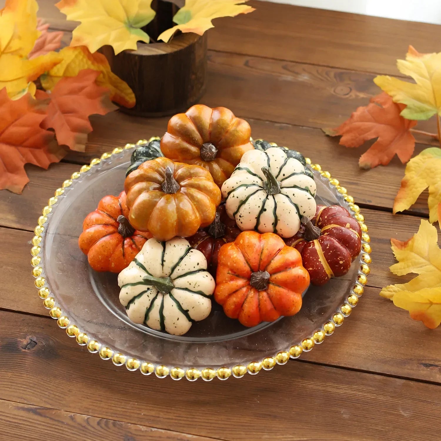 Mini Artificial Pumpkins: Halloween Decor