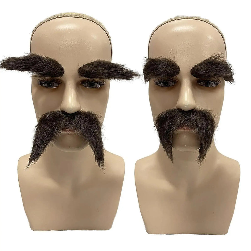 2Pcs Fake Mustache and Fake Eyebrows DIY Makeup False Facial Hair