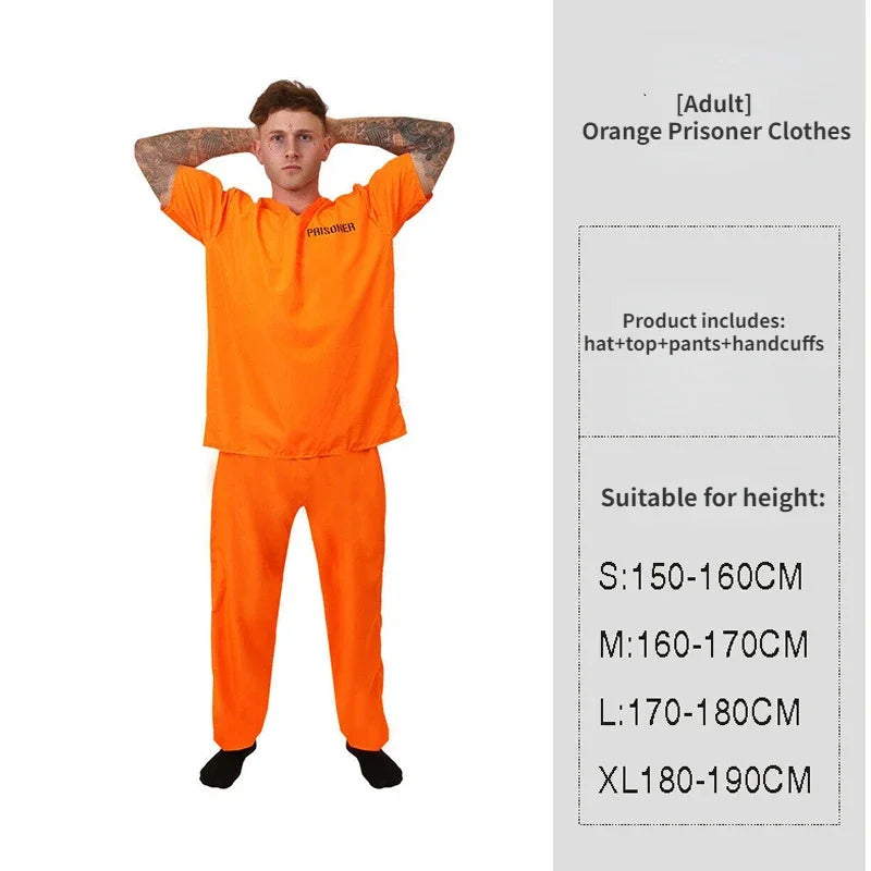 Adult Orange Prisoner Jumpsuit: Halloween Jailbird Costume