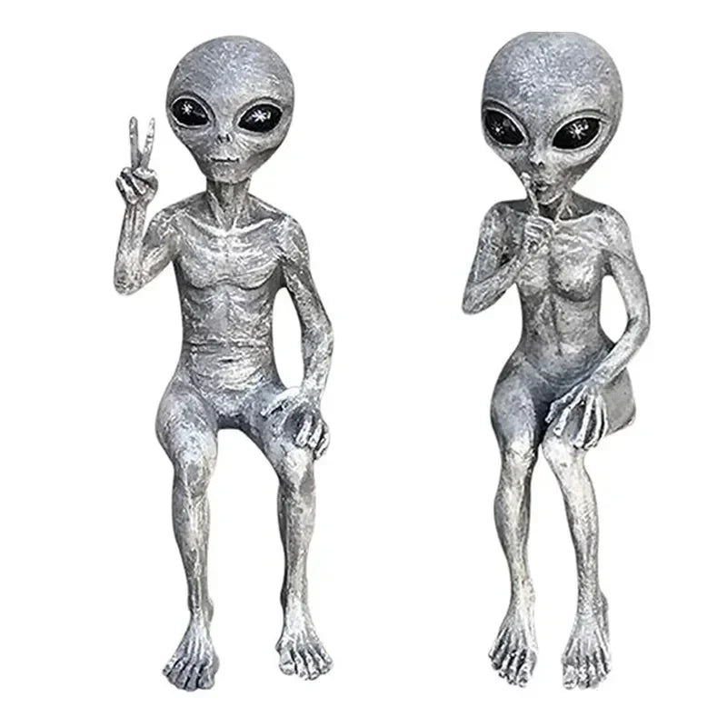 Resin Alien Statue: UFO Dwarf Halloween & Christmas Decor