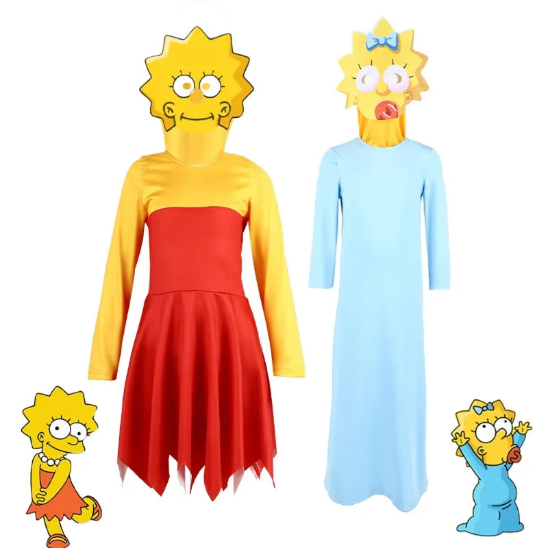 Simpsons Family Cosplay Costume: Lisa, Bart, Homer, Marge Halloween Dress