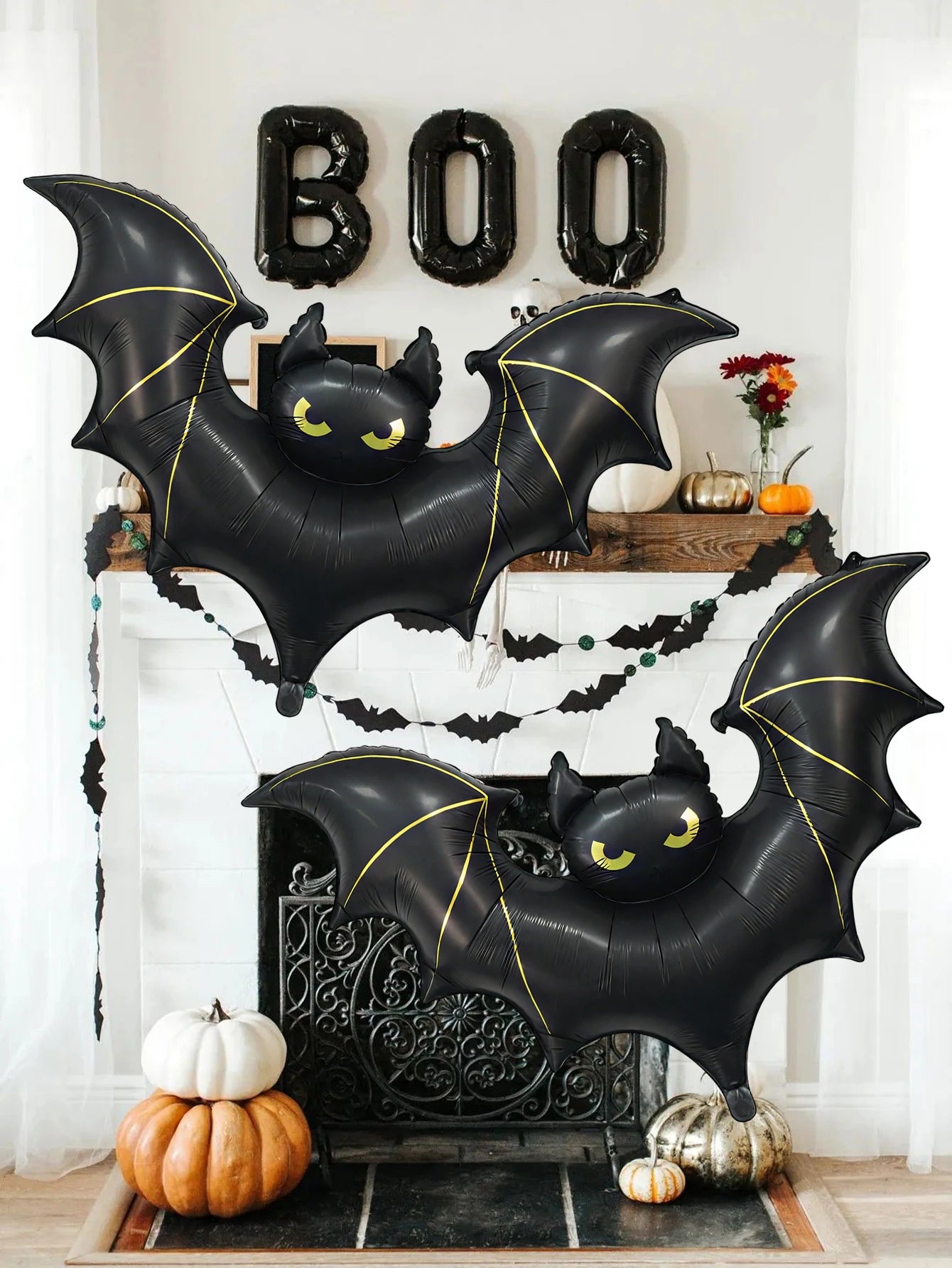 Giant Scary Bat Balloon: 42in Hanging Halloween Outdoor Decor