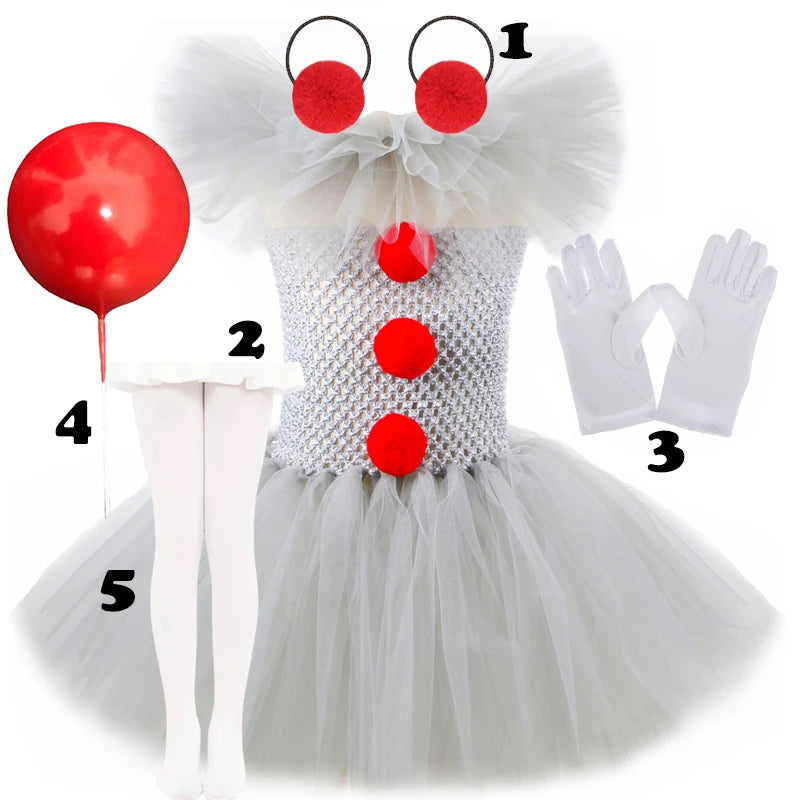 Gray Joker Costume Tutu Dress Creepy Clown