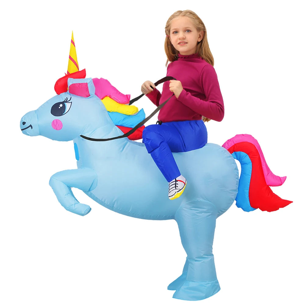 Kids Inflatable Mascot Costumes: Dinosaur, Unicorn, Rooster for Halloween Cosplay