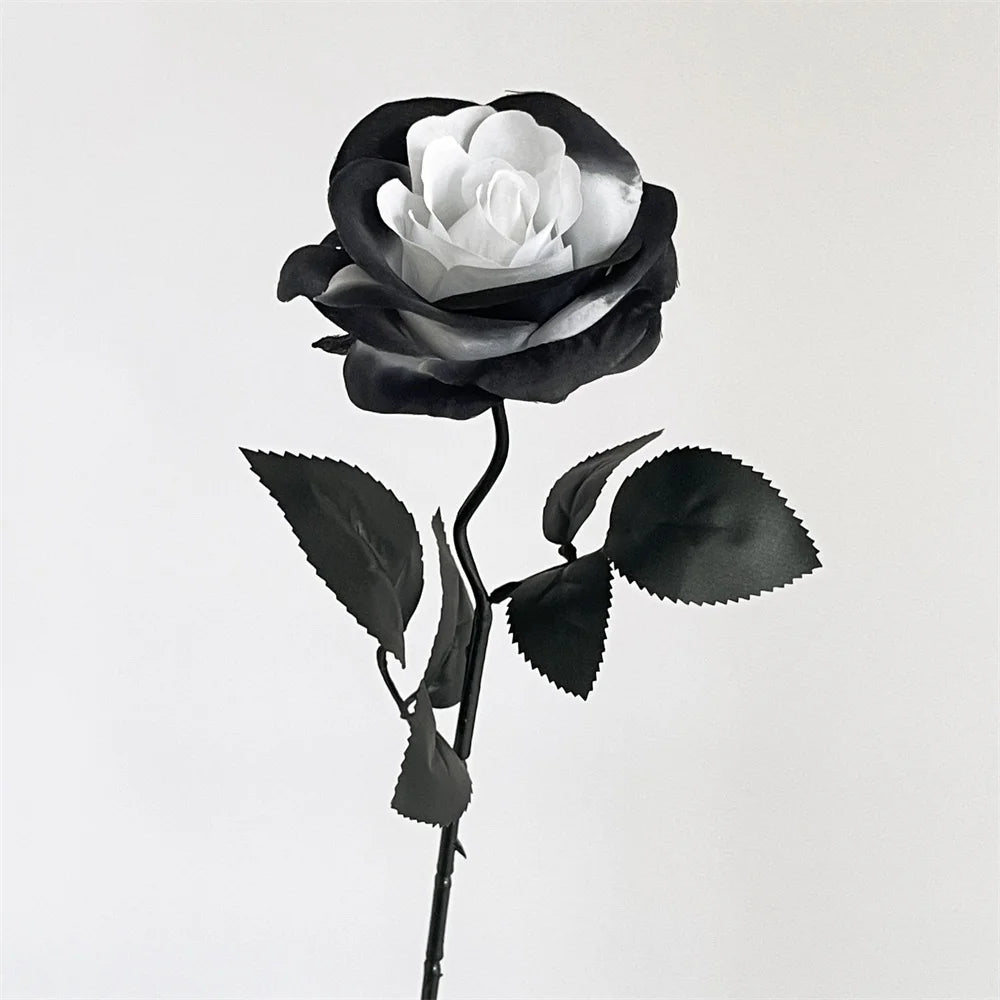 Black Artificial Rose Bouquet: Gothic Halloween Horror Decor