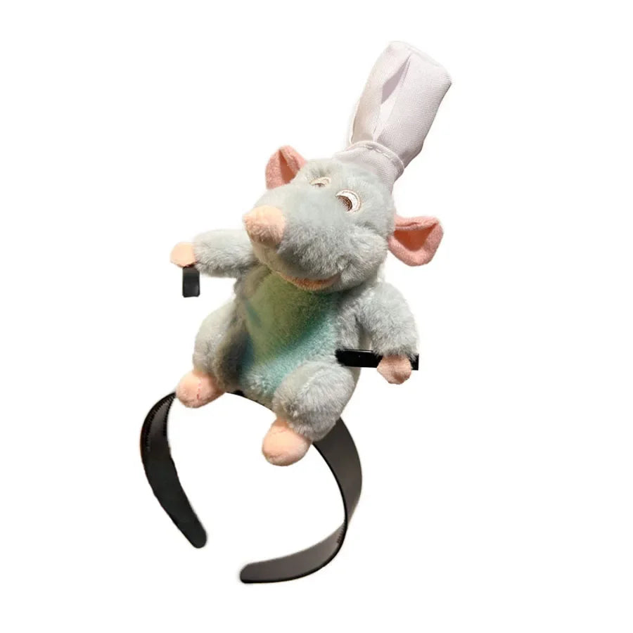 Ratatouille Mouse Head Hair Band Capybara Funny Plush Hair Hoop Headband Makeup Headdress Hairpin