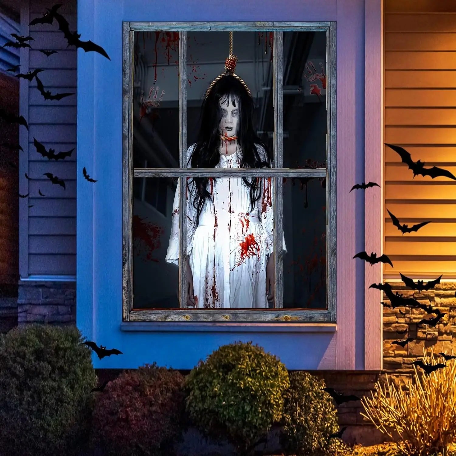 Scary Silhouette Window Clings: Creepy Halloween Door & Party Decor