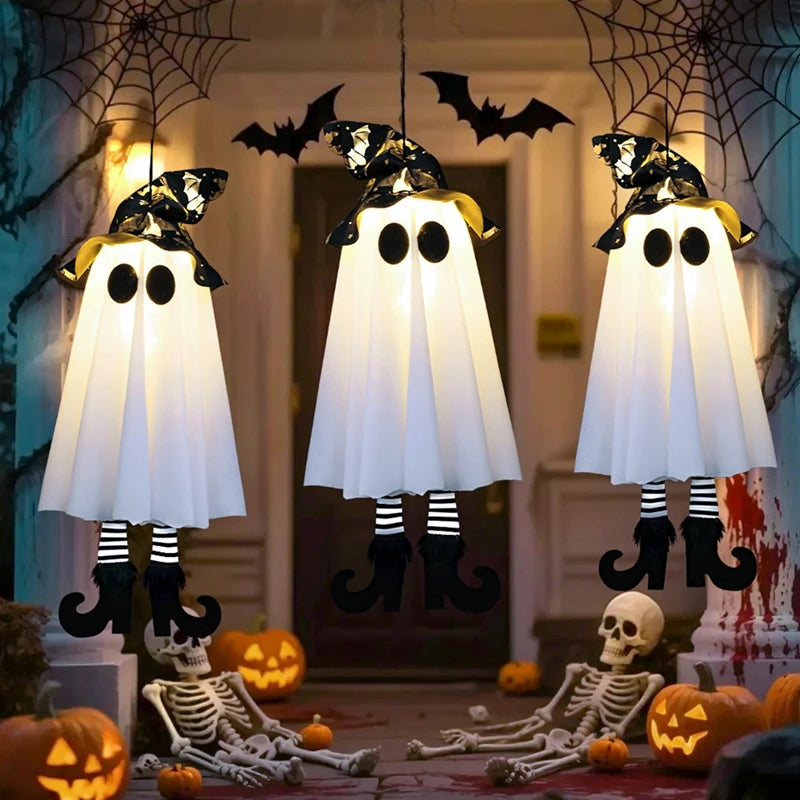 LED Light-Up Witch Ghost Hanging Ornaments: 1/2/3PCS Halloween Decor