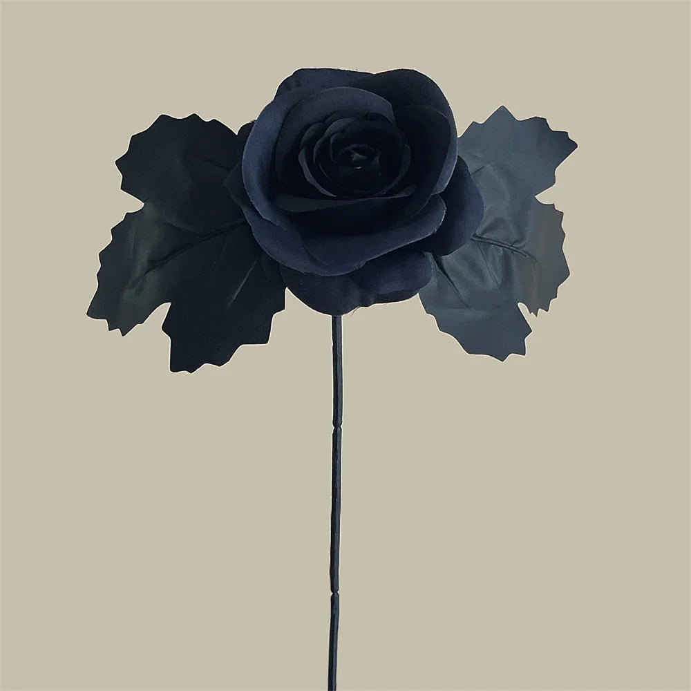 Black Artificial Rose Bouquet: Gothic Halloween Horror Decor