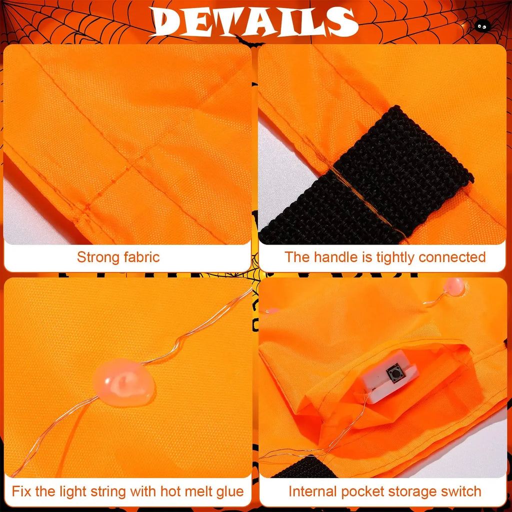 LED Light-Up Pumpkin Trick-or-Treat Bucket: Collapsible Candy Bag