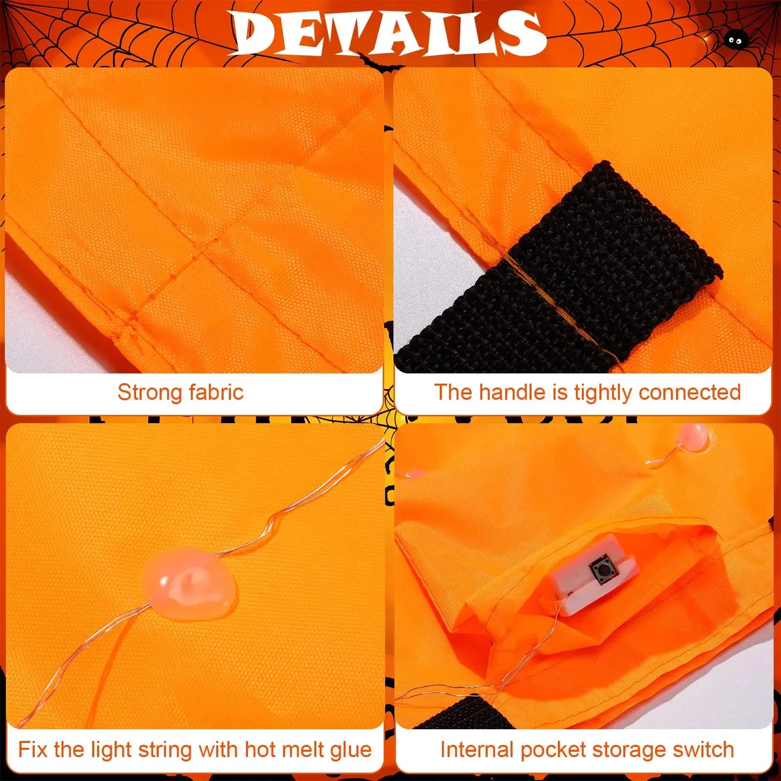 LED Light-Up Pumpkin Trick-or-Treat Bucket: Collapsible Candy Bag