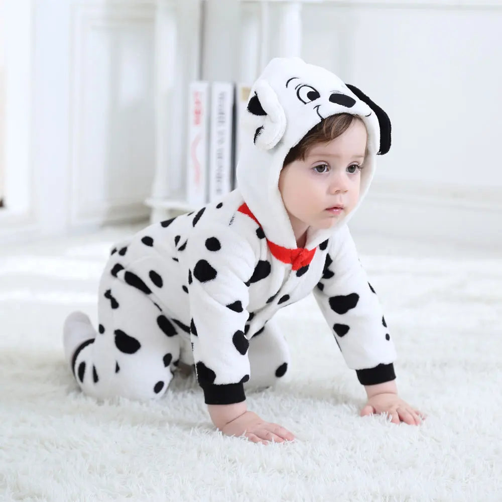 Baby Dalmatian Spotty Dog Kigurumi: Flannel Halloween Jumpsuit