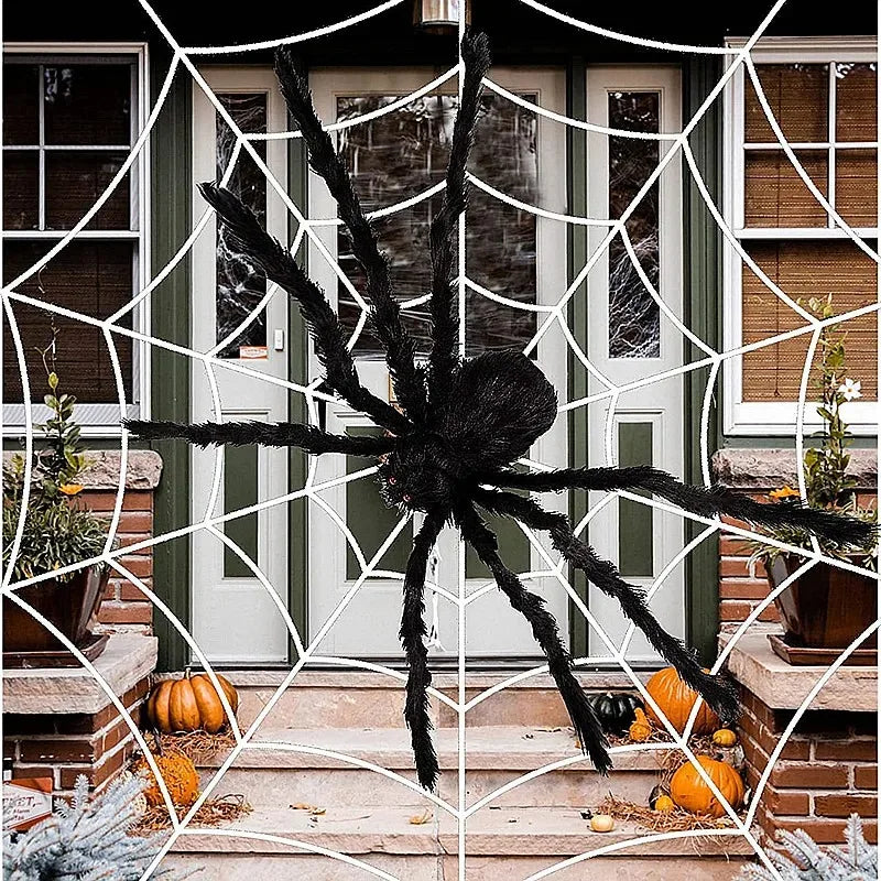 Giant Spider Web with Plush Spider: Halloween Party Decor