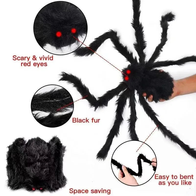Giant Spider Web with Plush Spider: Halloween Party Decor
