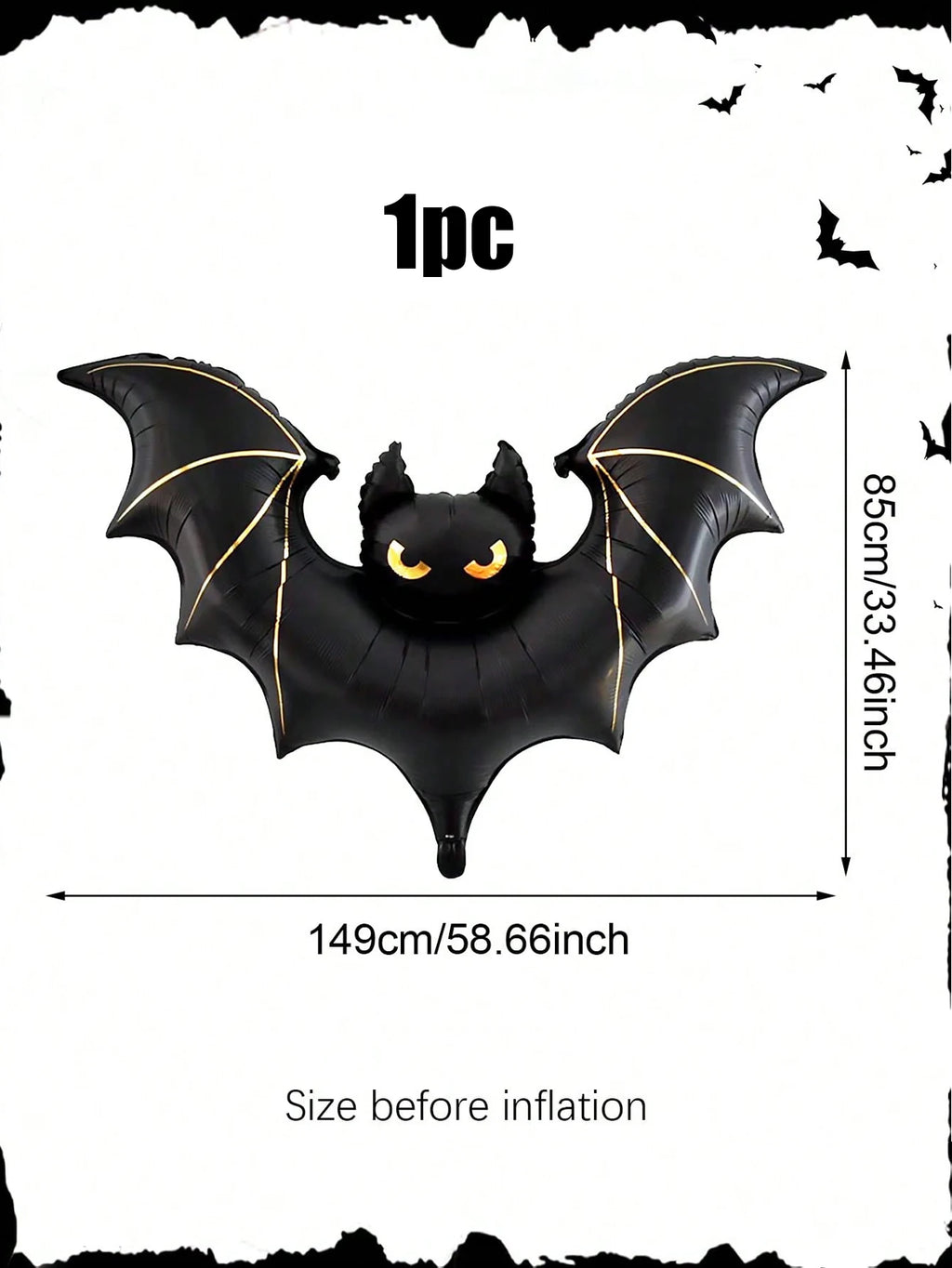Giant Scary Bat Balloon: 42in Hanging Halloween Outdoor Decor