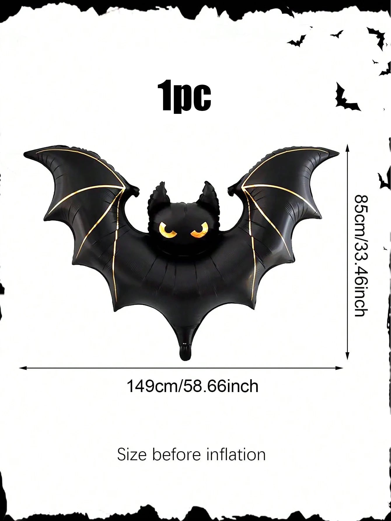 Giant Scary Bat Balloon: 42in Hanging Halloween Outdoor Decor