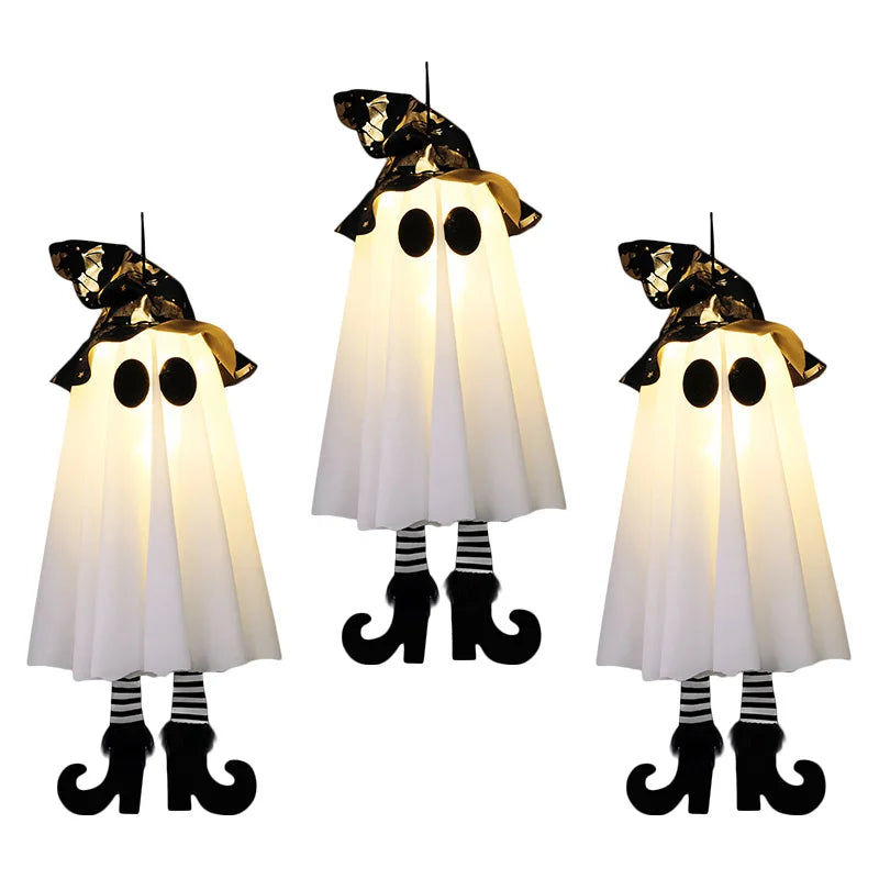 LED Light-Up Witch Ghost Hanging Ornaments: 1/2/3PCS Halloween Decor