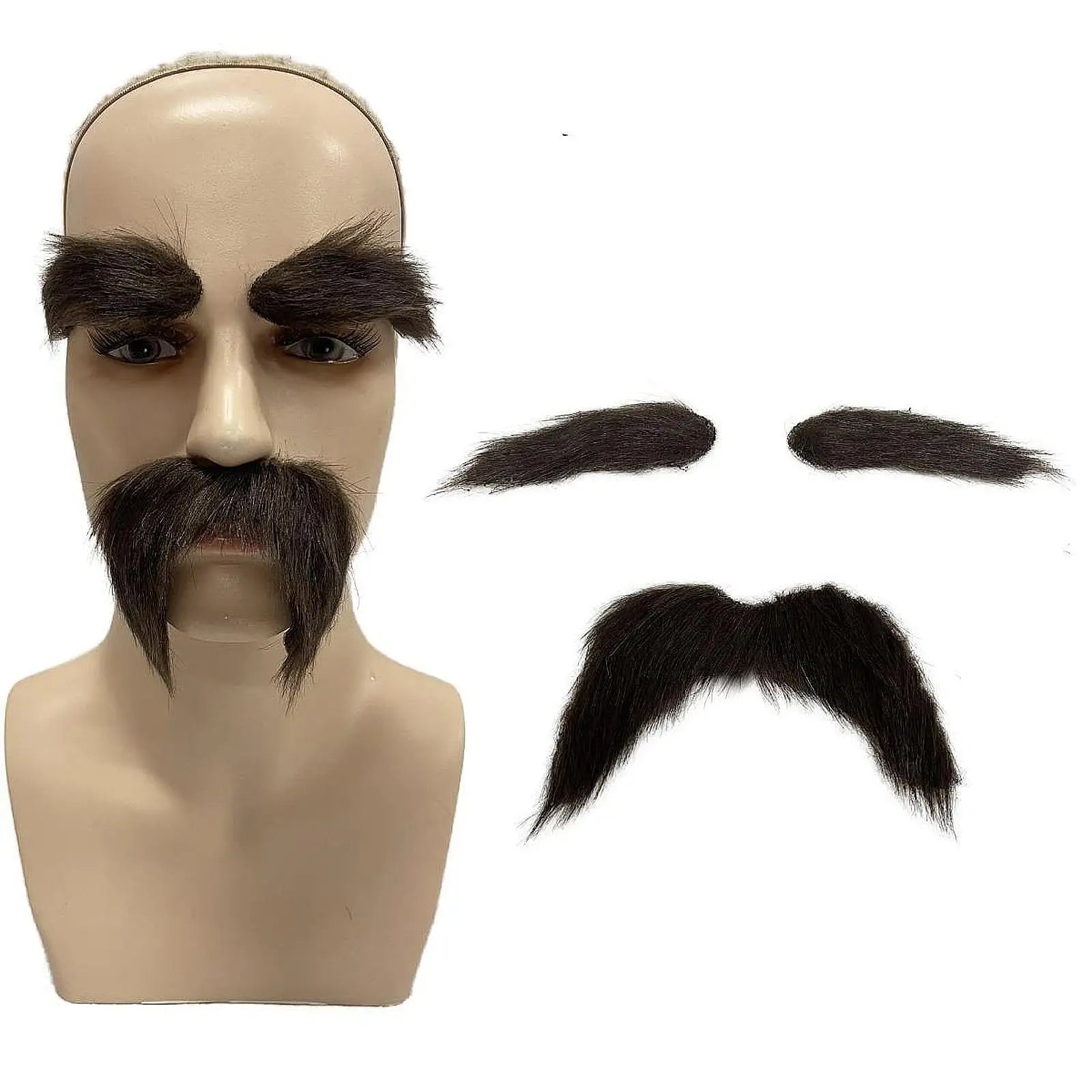 2Pcs Fake Mustache and Fake Eyebrows DIY Makeup False Facial Hair