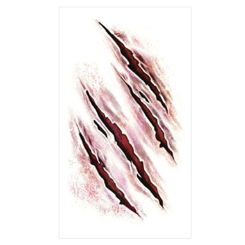 Zombie Scars Tattoos With Fake Bloody Makeup Halloween Decoration Wound Scary Blood Injury Tattoo Stickers