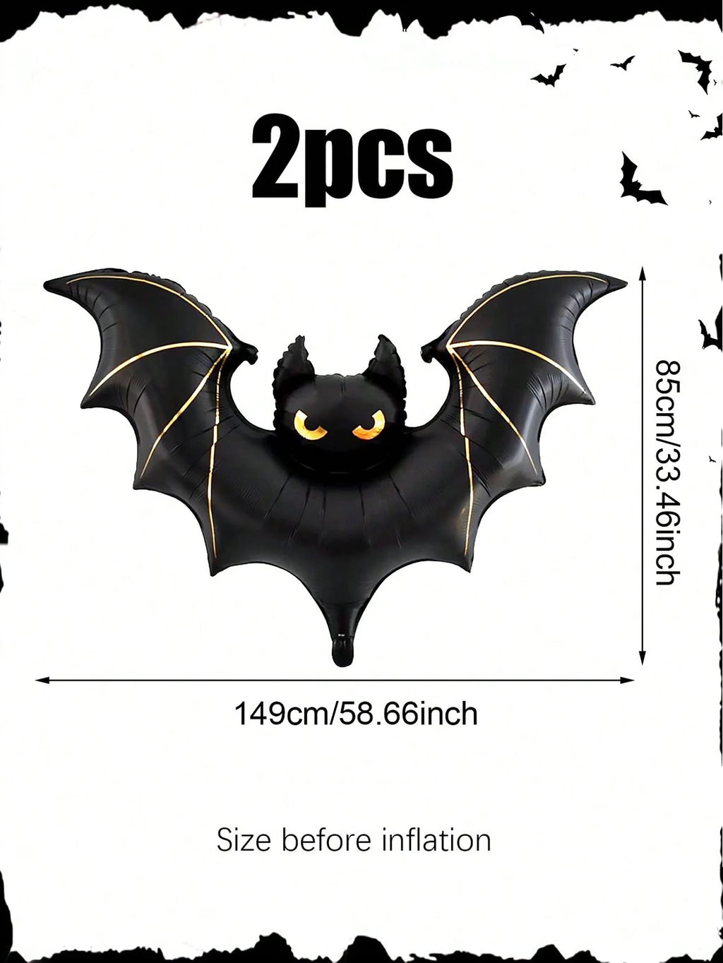 Giant Scary Bat Balloon: 42in Hanging Halloween Outdoor Decor