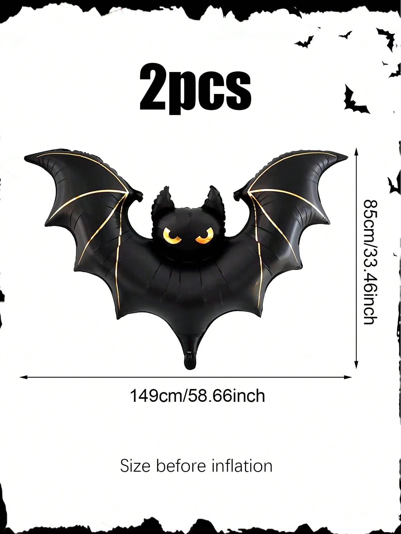 Giant Scary Bat Balloon: 42in Hanging Halloween Outdoor Decor