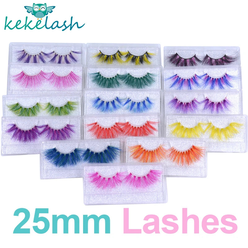 Kekelash halloween colored rainbow real mink eyelash lashes