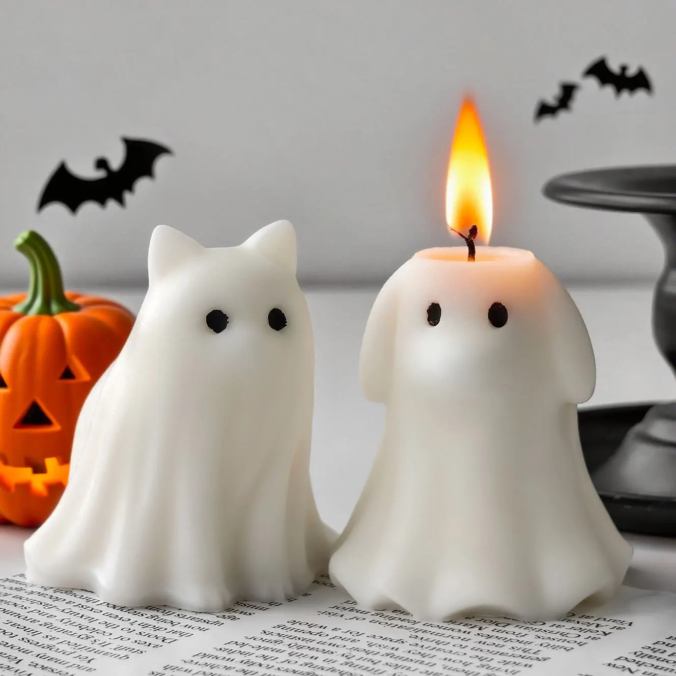 Halloween Ghost Candle Silicone Mold DIY Spooky Cat Dog Decor Silicone Mould Pumpkin Craft Wax Resin Home Party Decoration
