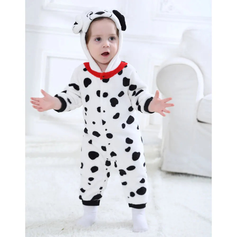 Baby Dalmatian Spotty Dog Kigurumi: Flannel Halloween Jumpsuit
