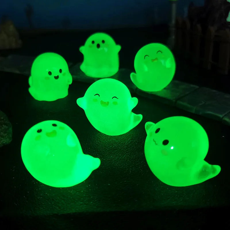 Glow-in-the-Dark Mini Ghost & Devil Figures: 6/12/24PCS Halloween Ornaments