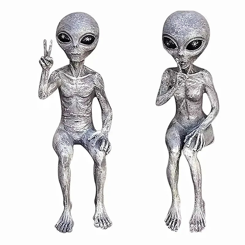 Resin Alien Statue: UFO Dwarf Halloween & Christmas Decor