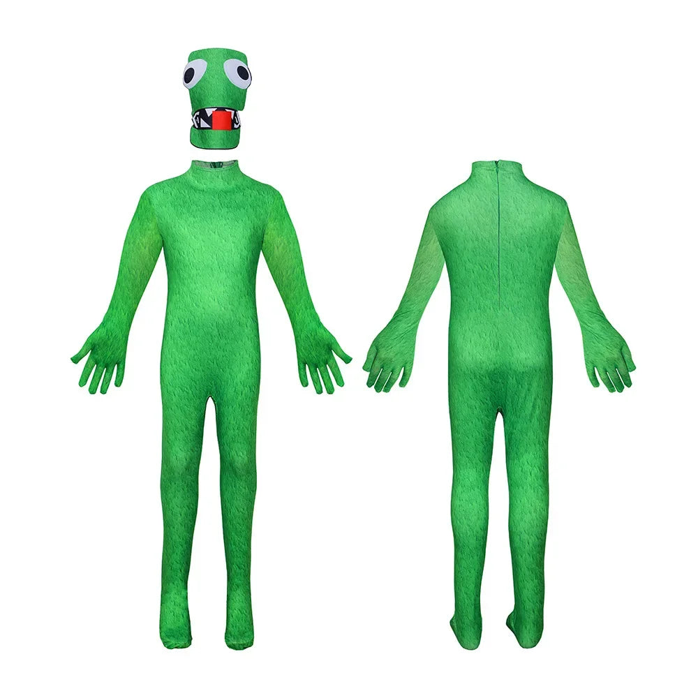 Blue Rainbow Friends Monster Jumpsuit: Horror Cosplay Costume