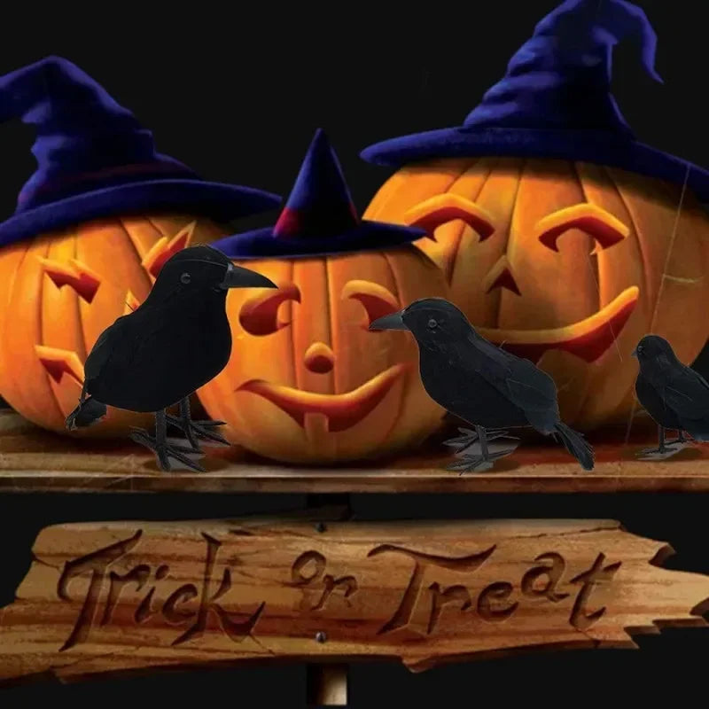 Realistic Artificial Crows: 1-3PCS Halloween Horror Props