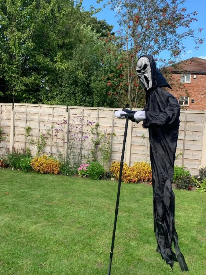 Ghostface Scarecrow: Hanging Halloween Bird Repeller Decor
