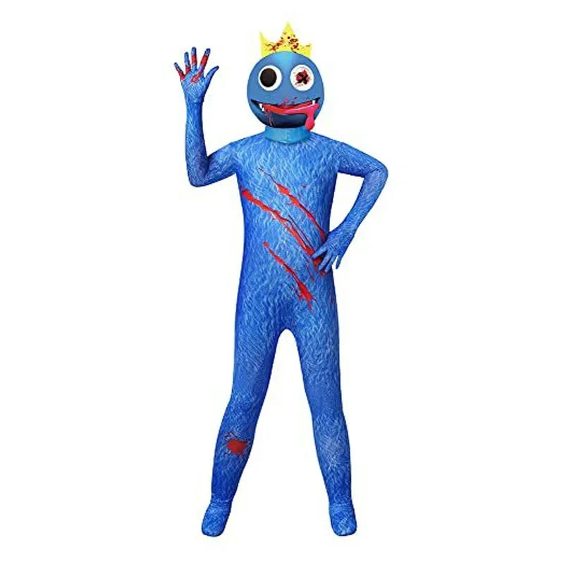 Blue Rainbow Friends Monster Jumpsuit: Horror Cosplay Costume