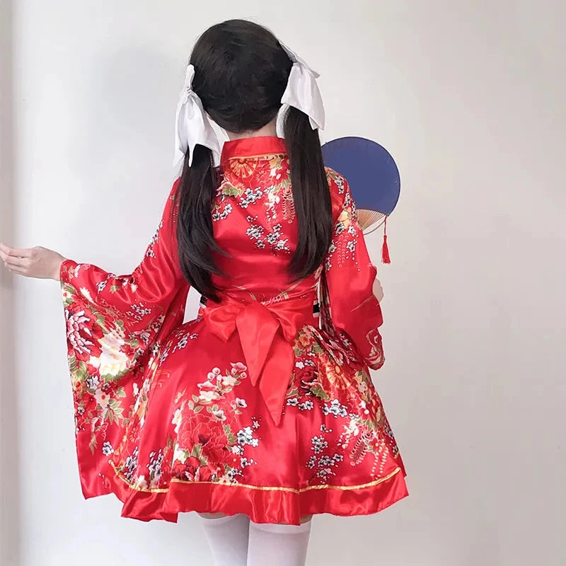 Modified Kimono Bathrobe: Women's Kawaii Geisha Cosplay Dress