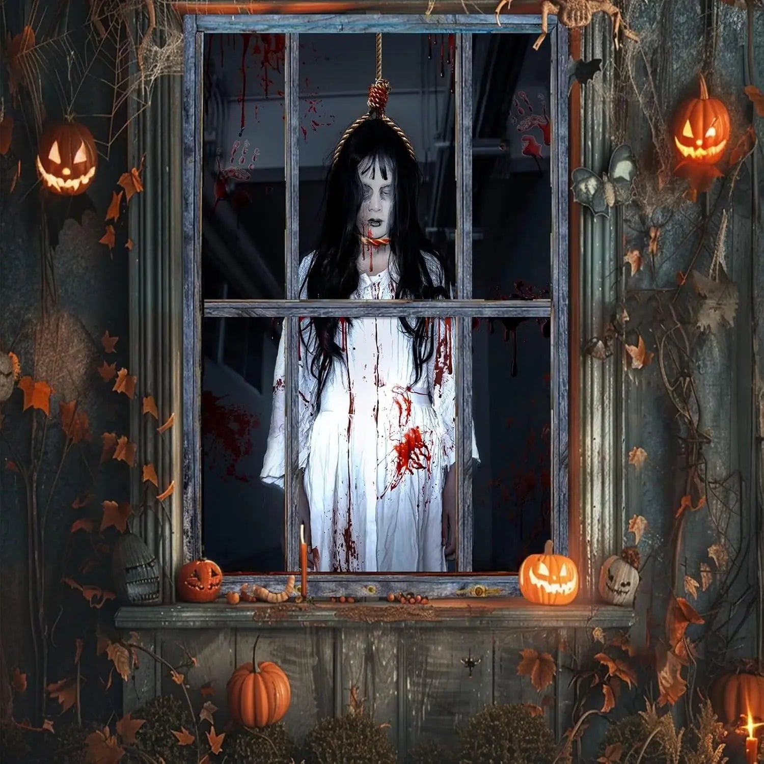 Scary Silhouette Window Clings: Creepy Halloween Door & Party Decor