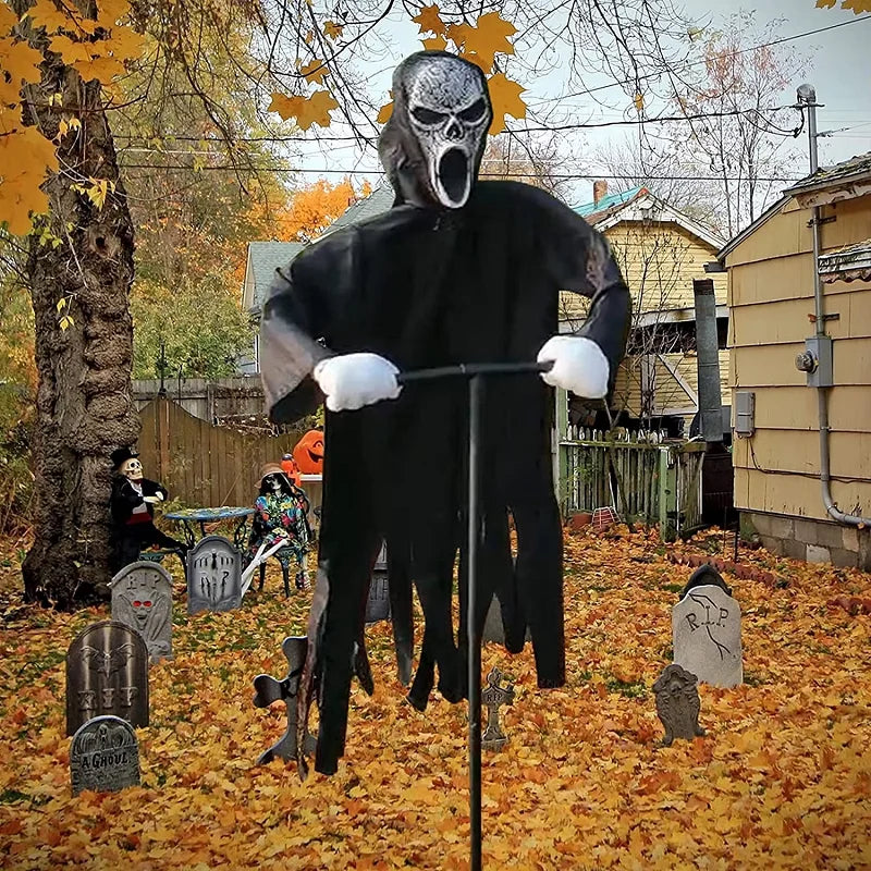 Ghostface Scarecrow: Hanging Halloween Bird Repeller Decor
