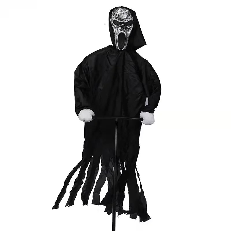 Ghostface Scarecrow: Hanging Halloween Bird Repeller Decor