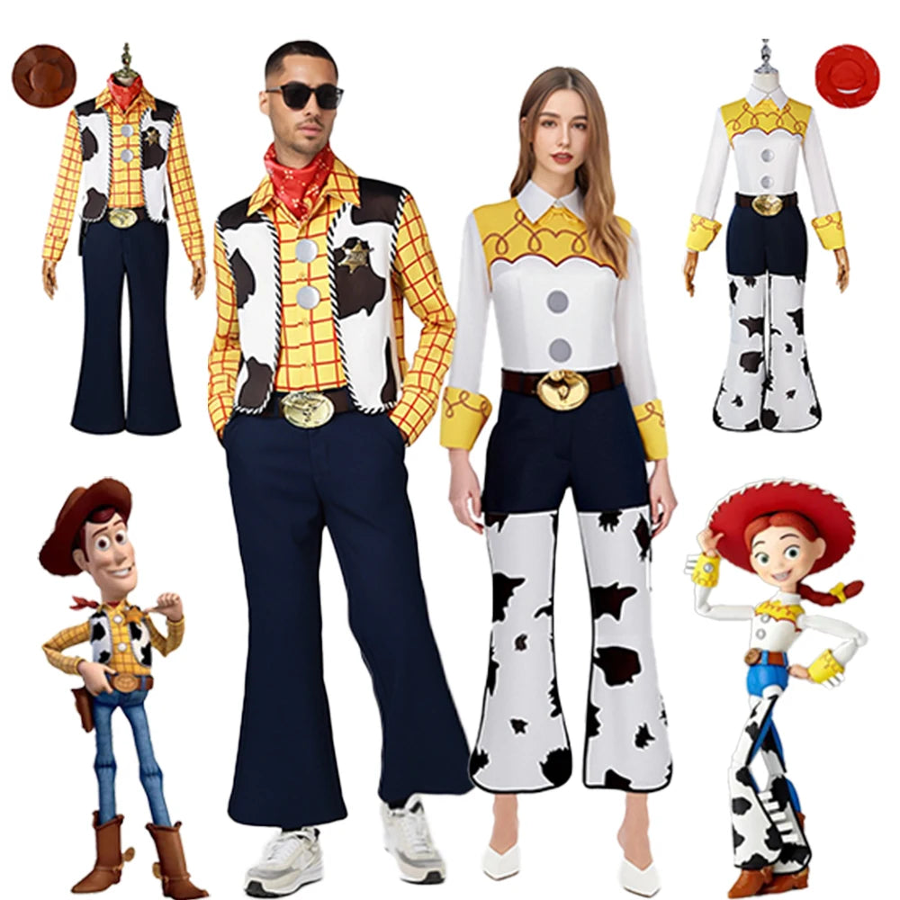 Toy Story Woody & Jessie Couple Cosplay Set: Adult Halloween Uniform