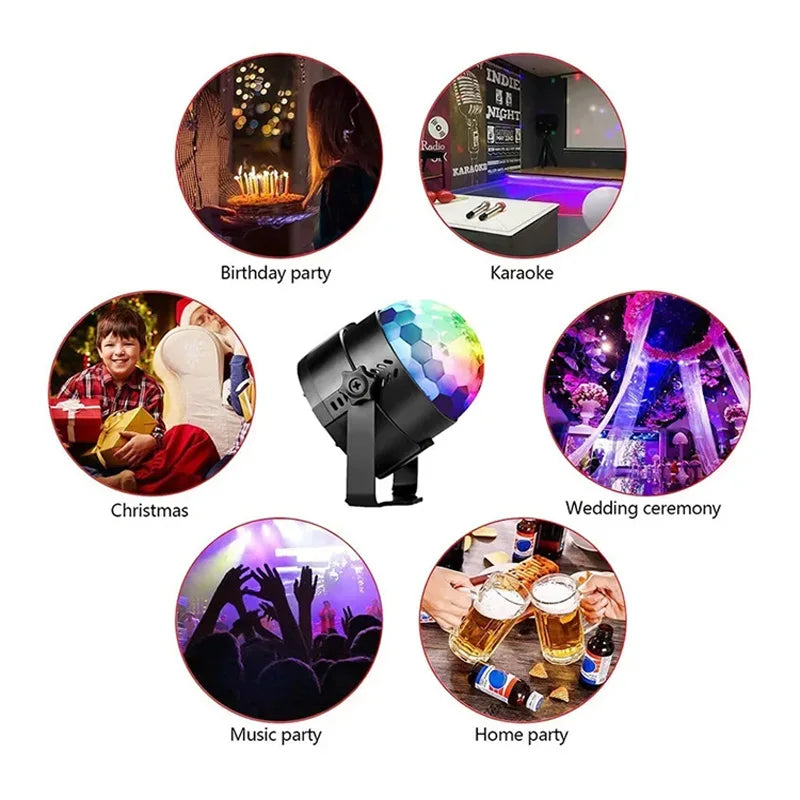 RGB Disco Ball Lamp: Strobe Party Light with Remote