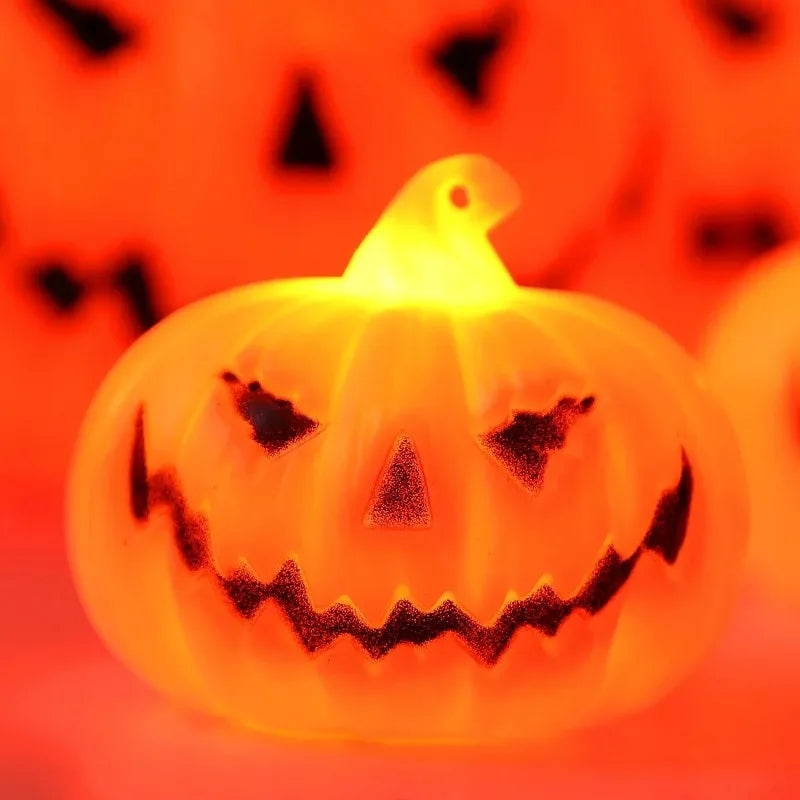 Pumpkin Ghost Face LED Lantern: Halloween Decor Light