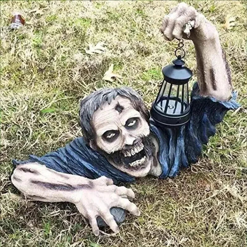 Crawling Zombie Lantern: LED Halloween Outdoor Horror Figurine