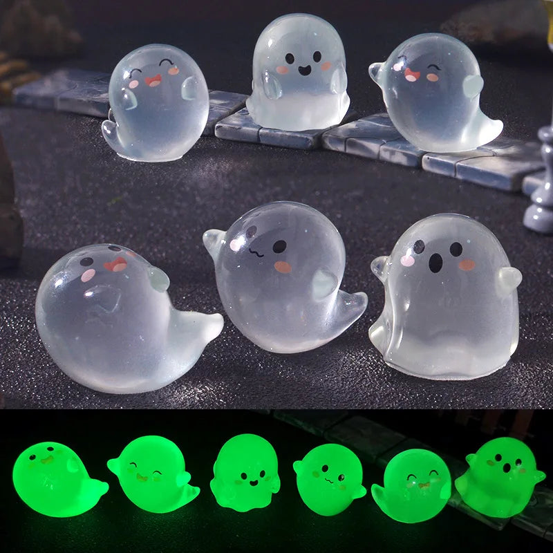 Glow-in-the-Dark Mini Ghost & Devil Figures: 6/12/24PCS Halloween Ornaments