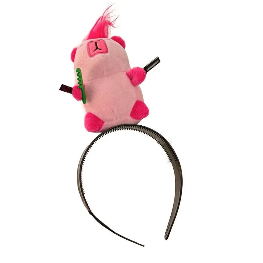 Ratatouille Mouse Head Hair Band Capybara Funny Plush Hair Hoop Headband Makeup Headdress Hairpin